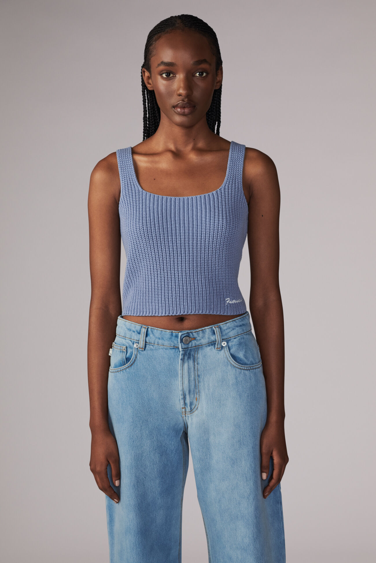 Squiggle Logo Crochet Top Blue