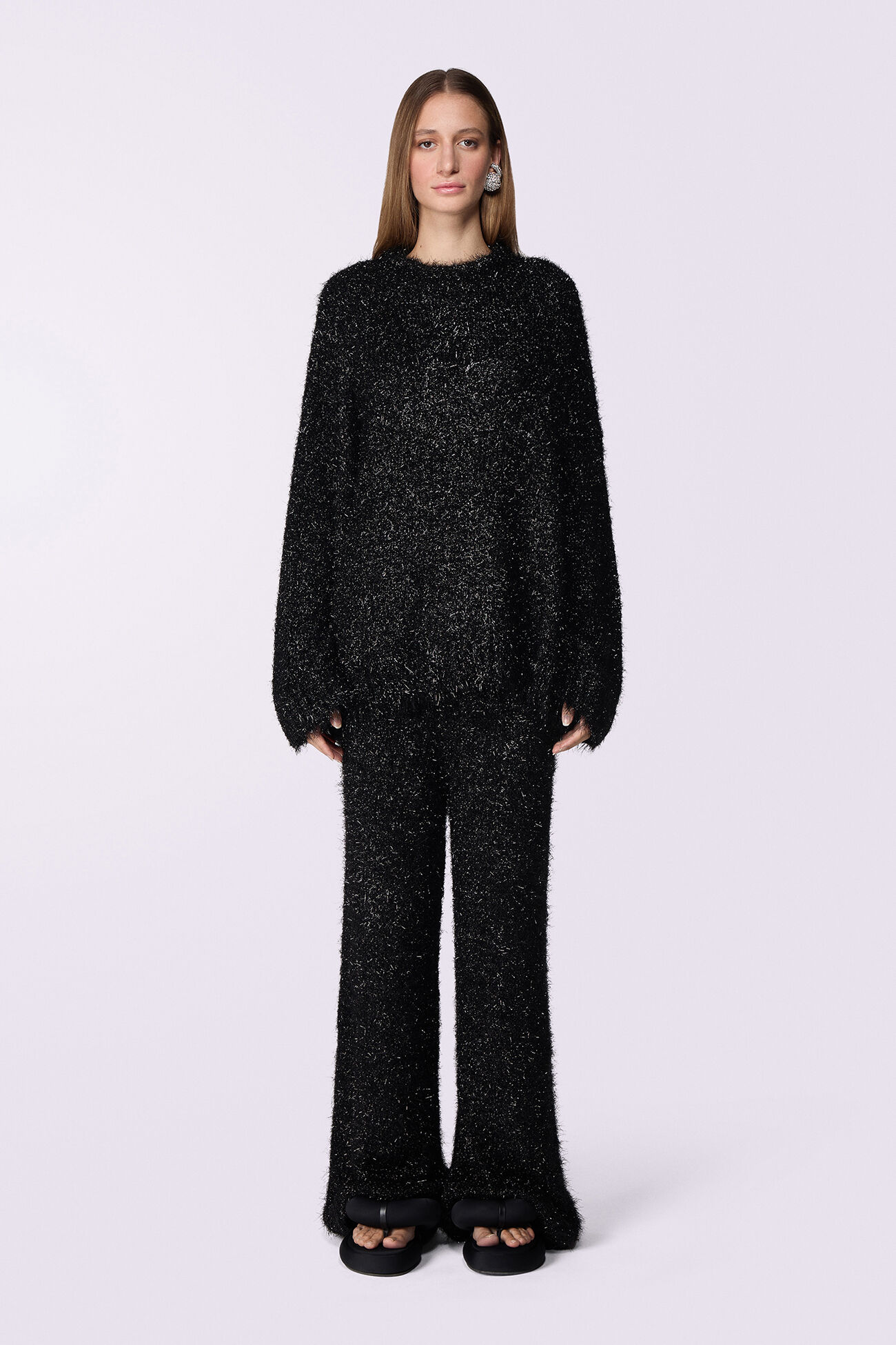 Unisex Metallic Knit Jumper Black