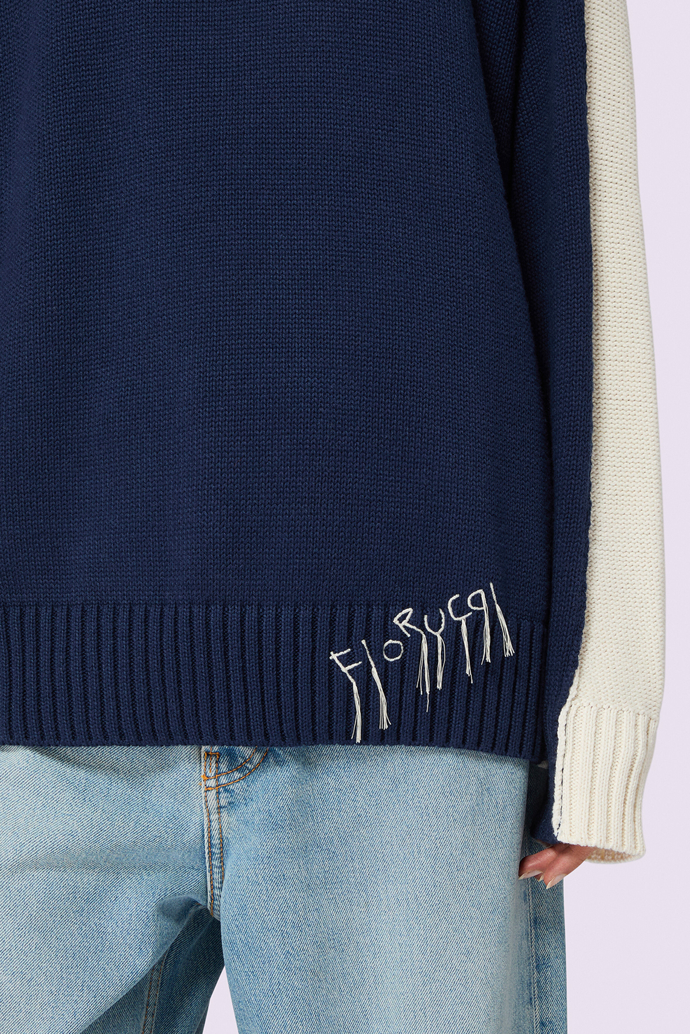 Embroidered Knit Jumper Navy
