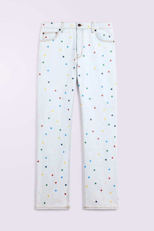 Unisex Confetti Straight Fit Jeans Bleach Blue