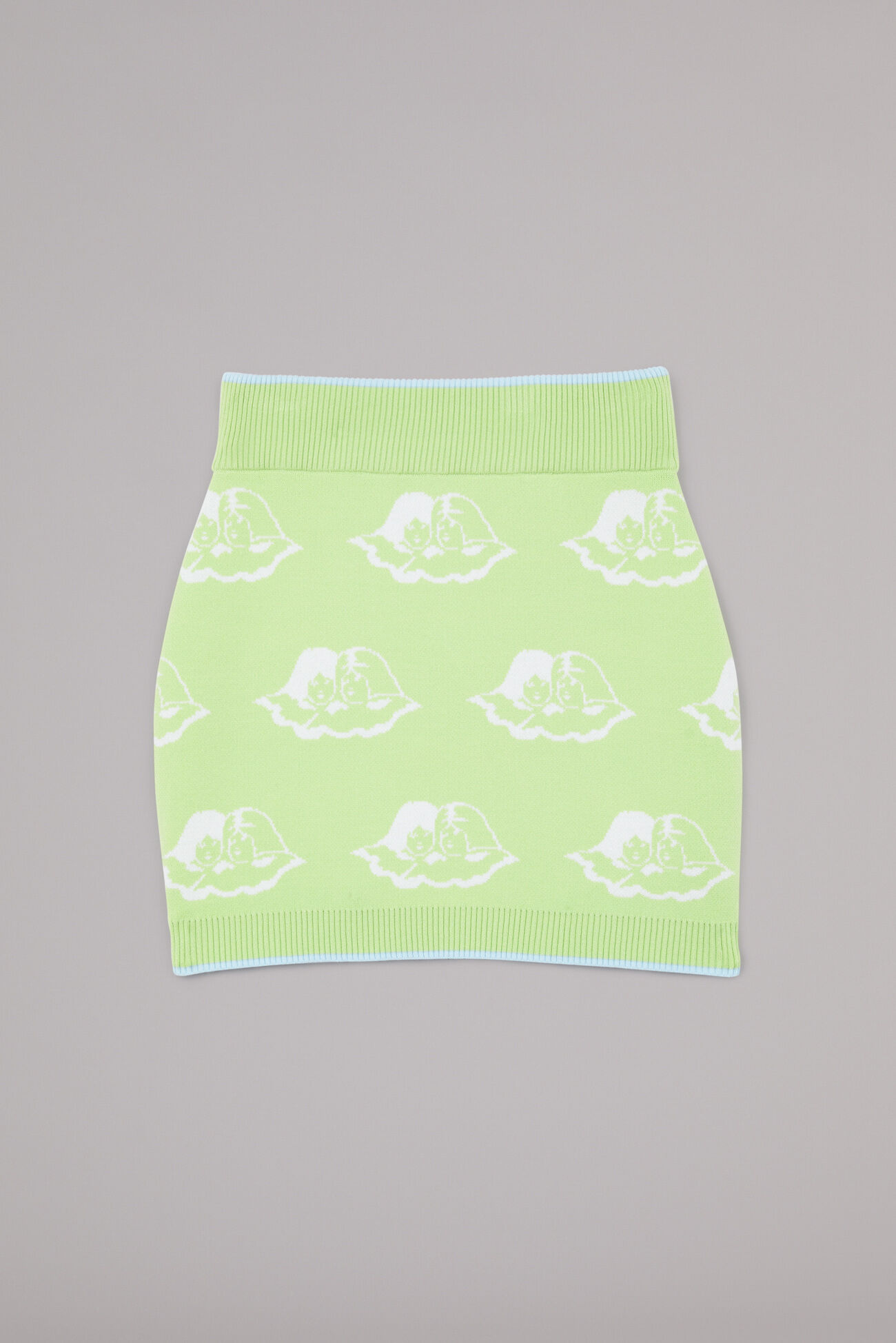 All Over Angels Knit Mini Skirt Green