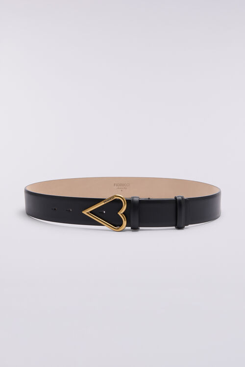 Heart Leather Belt Black