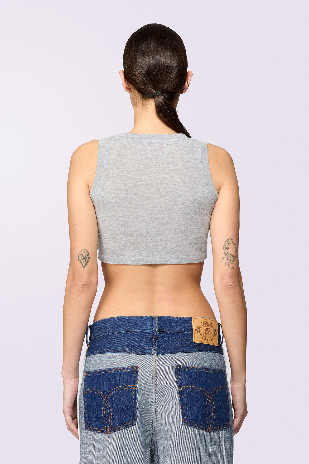 Label Jersey Bra Top Grey