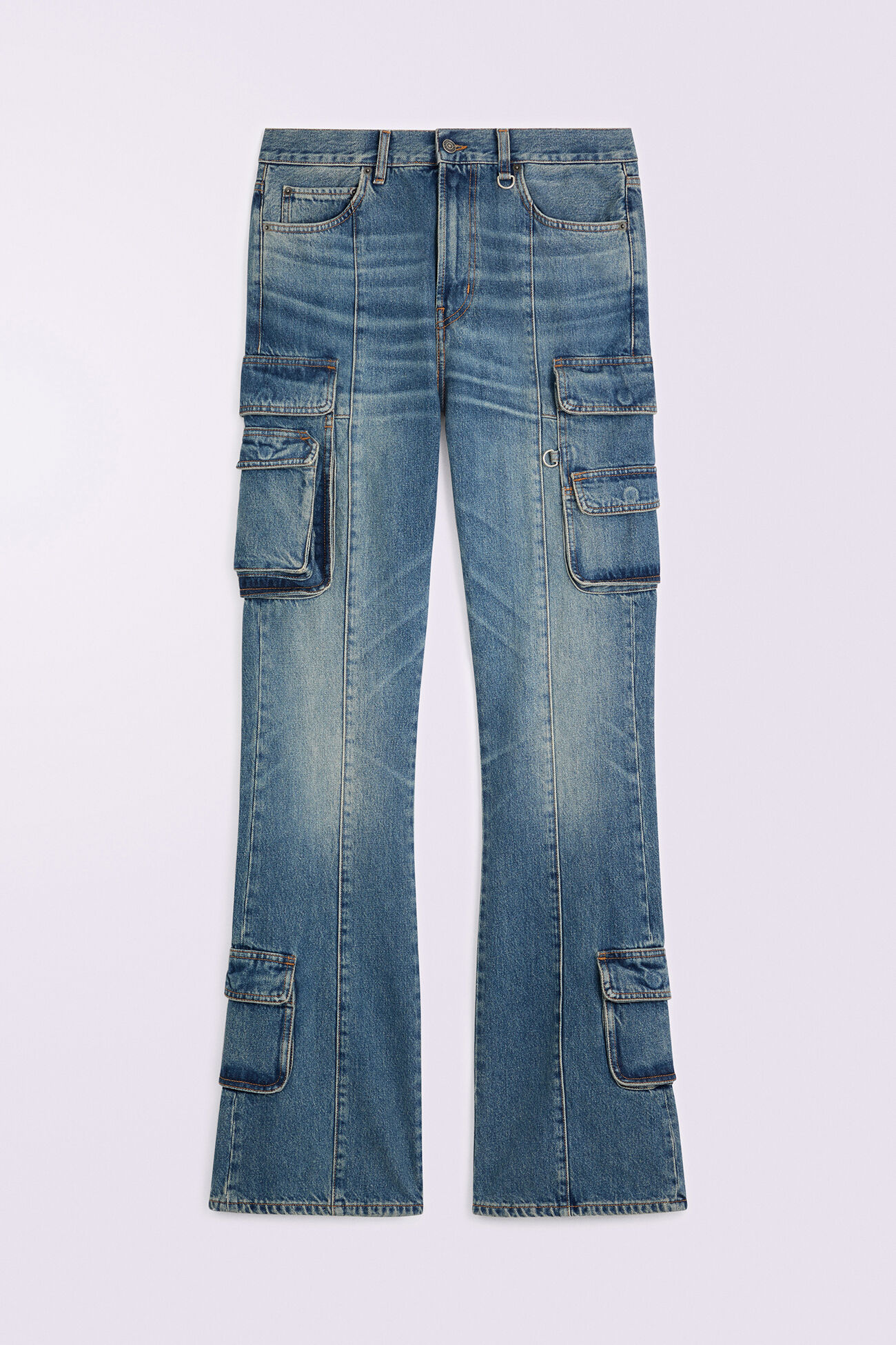 Unisex Multipocket Flare Jeans Mid Blue