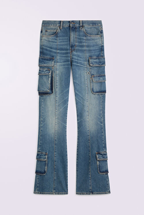 Unisex Multipocket Flare Jeans Mid Blue