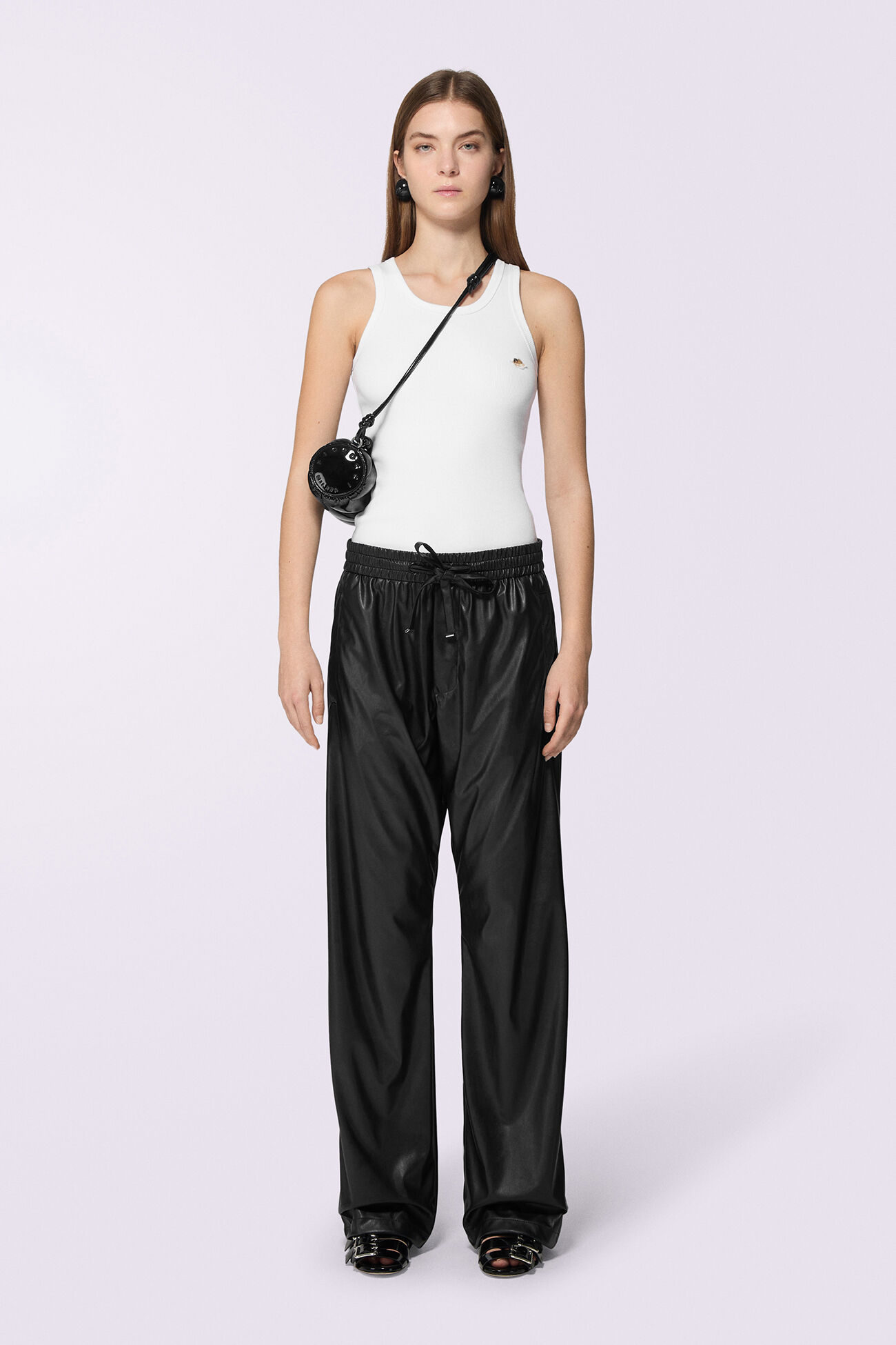 Unisex Faux Leather Joggers Black