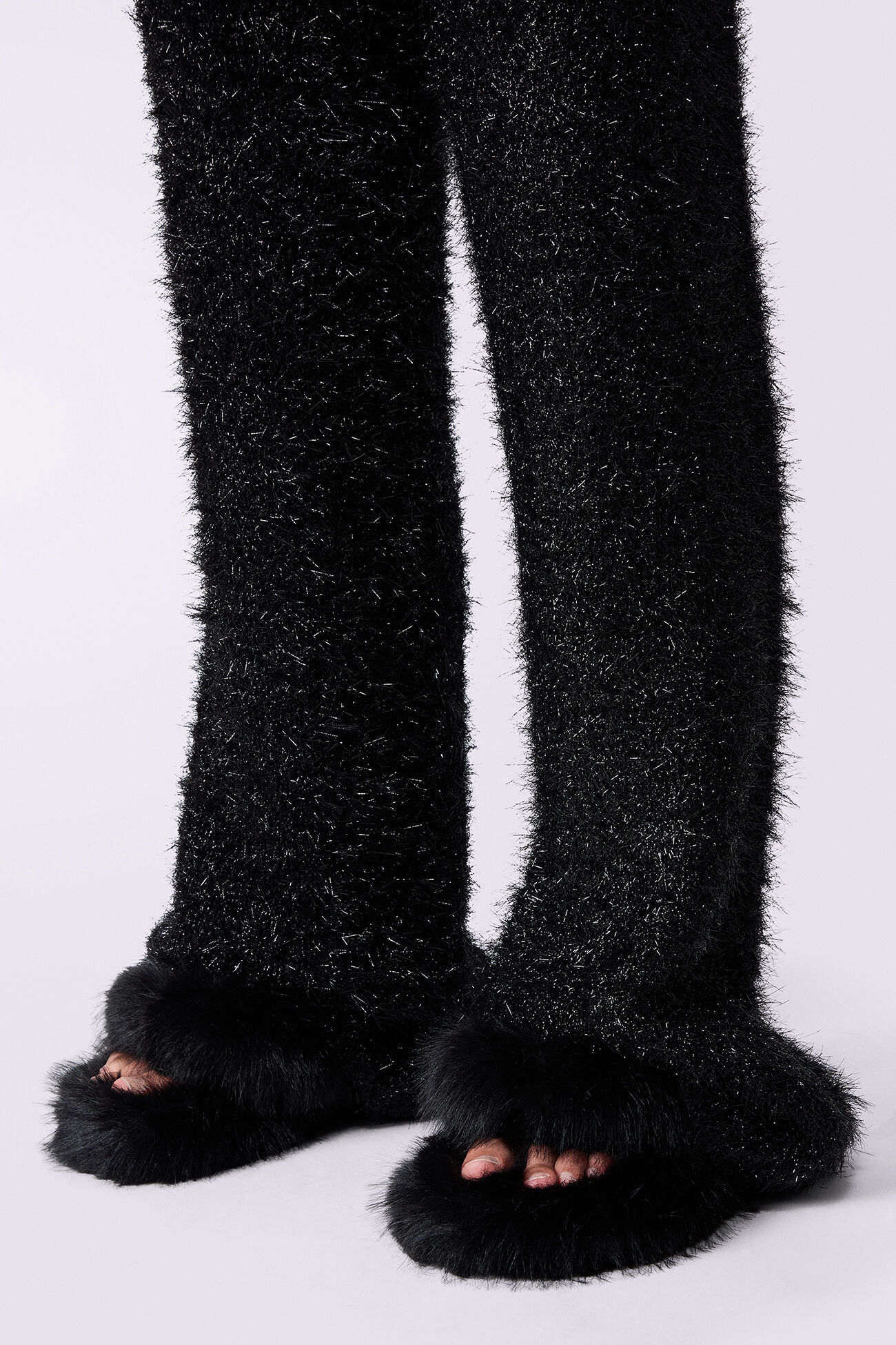 Unisex Metallic Knit Trousers Black