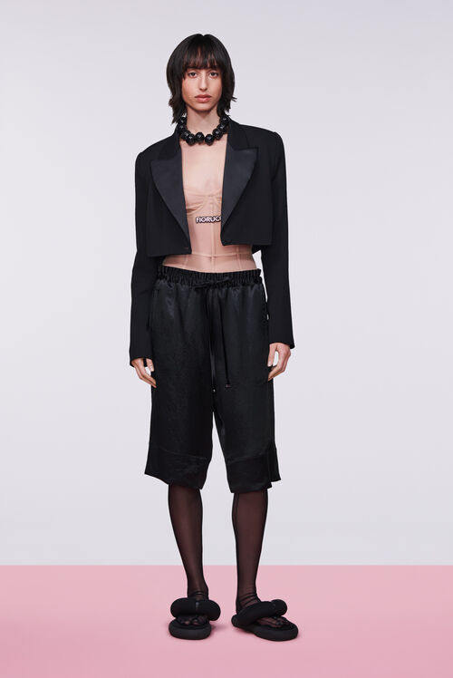 Crop Patch Blazer Black