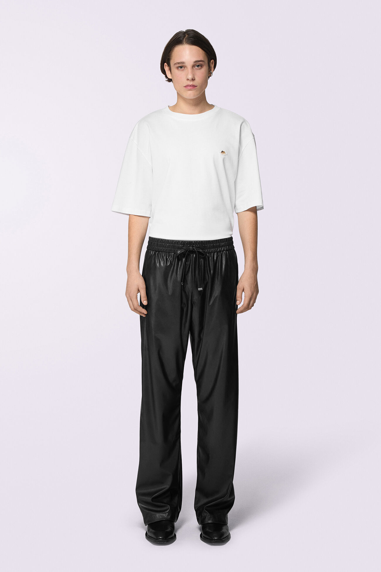 Unisex Faux Leather Joggers Black
