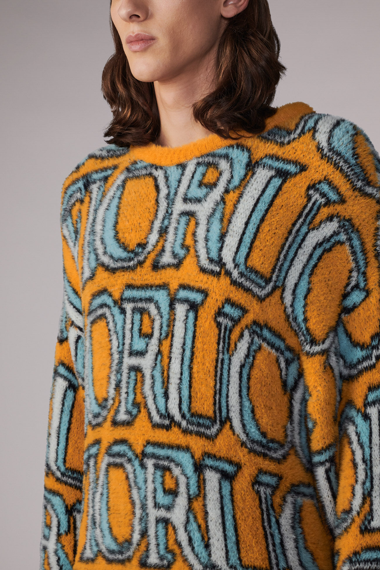 Unisex Monogram Logo Knit Jumper Orange