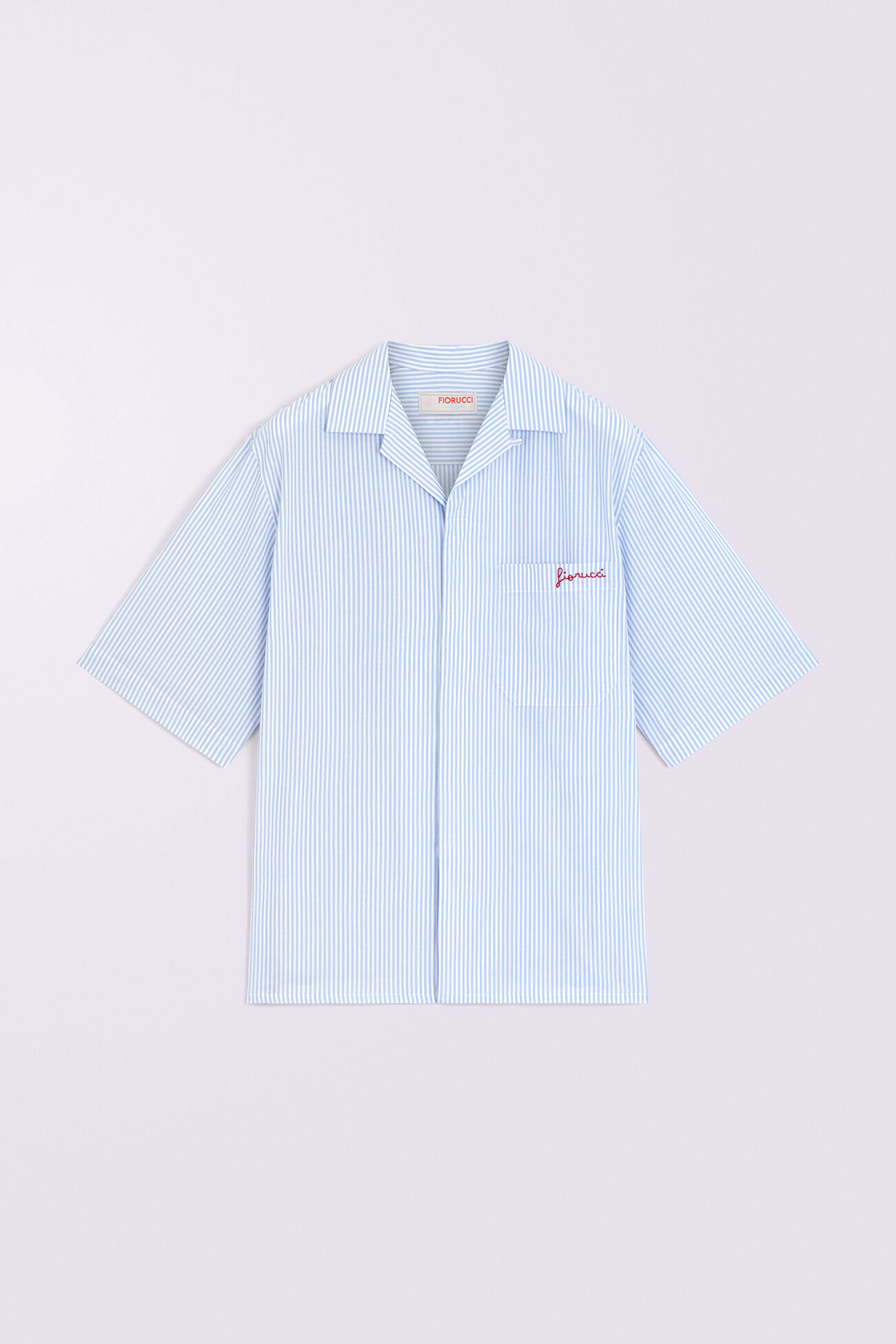 Logo Stripe Bowling Shirt Blue