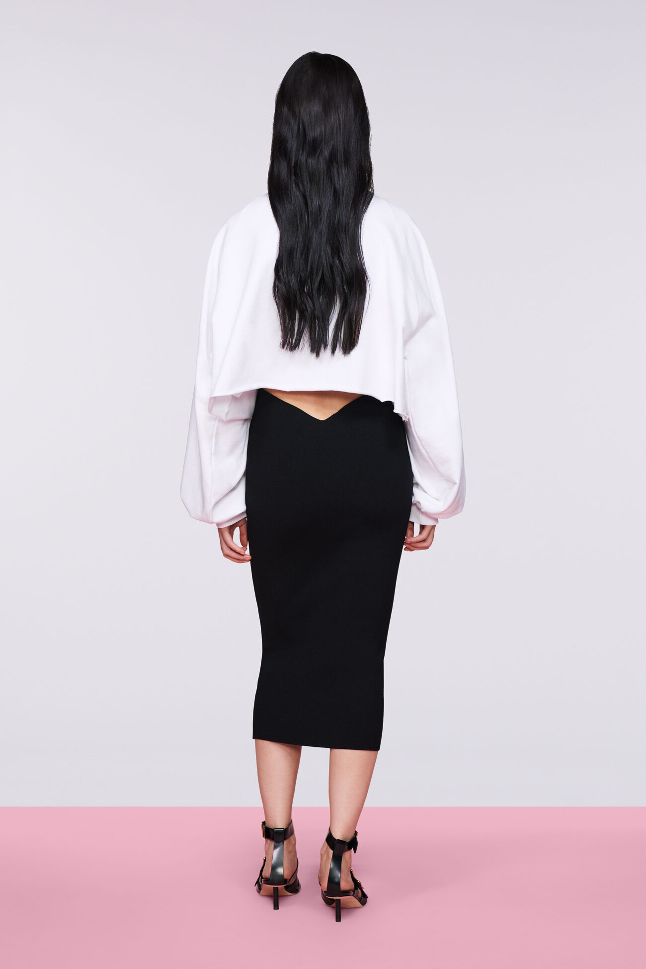 Heart Knit Midi Skirt Black