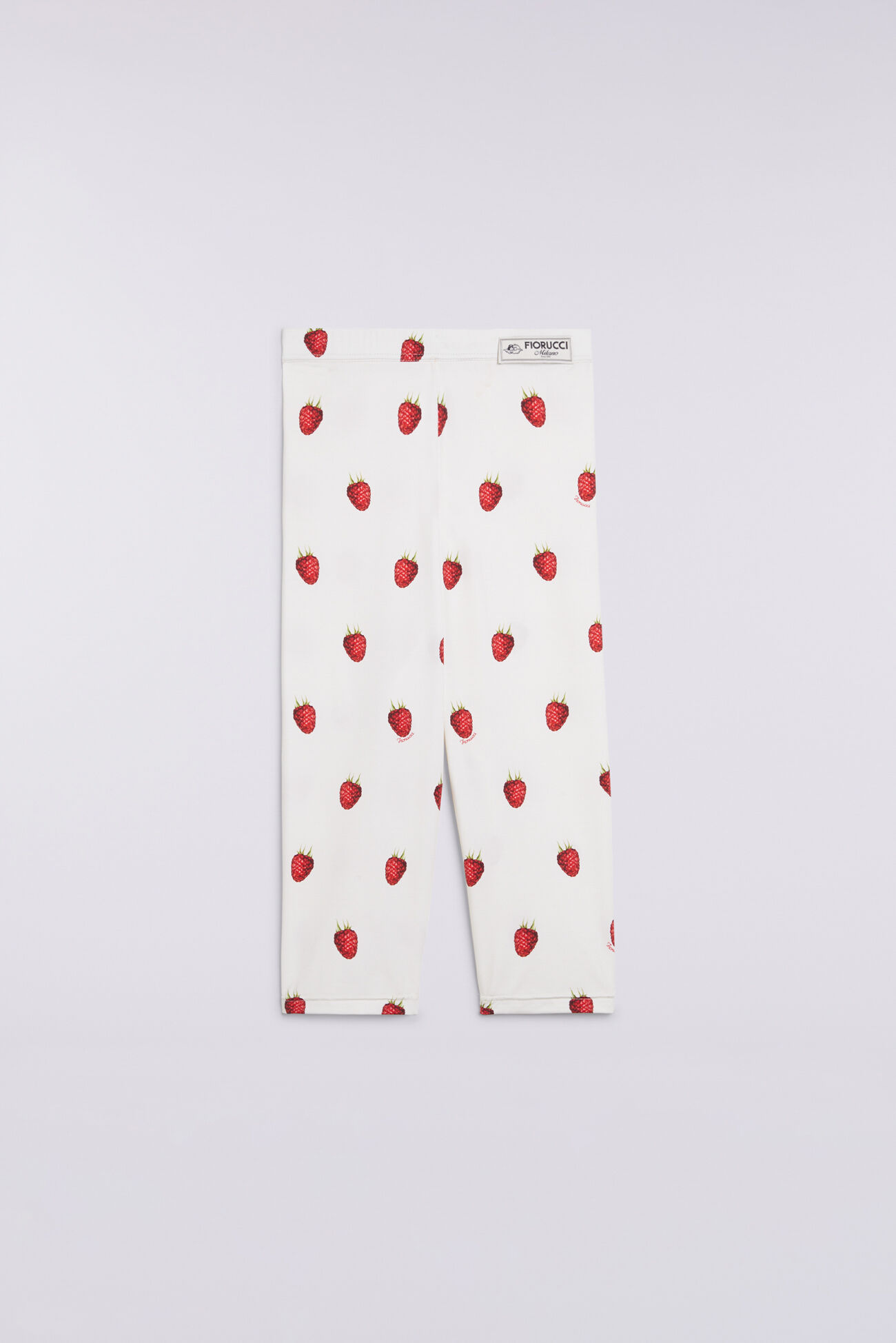 Raspberry Print Biker Shorts White