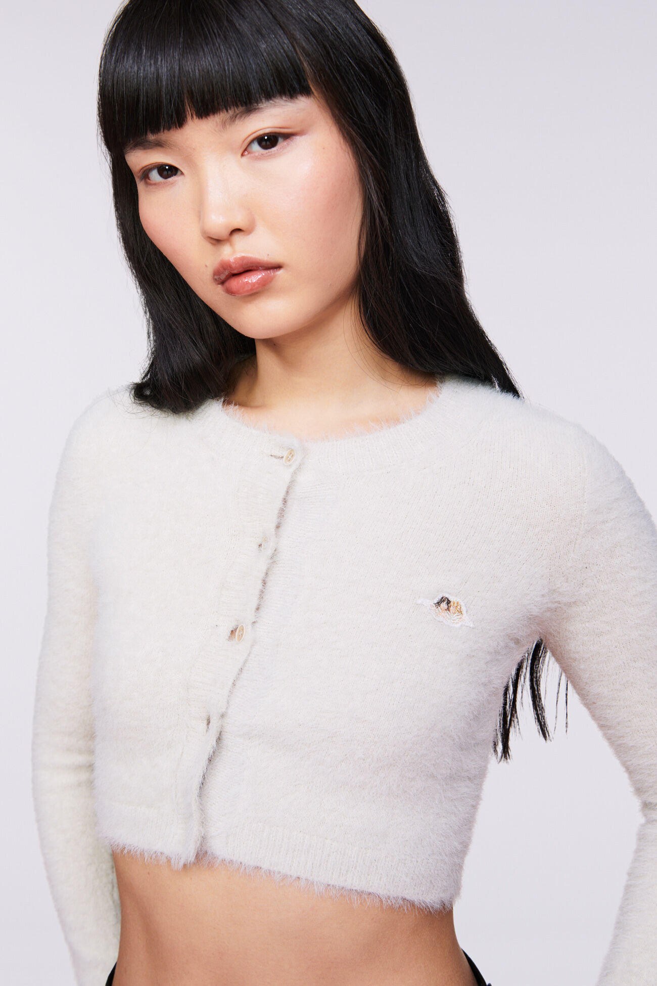 Angels Patch Crop Cardigan White