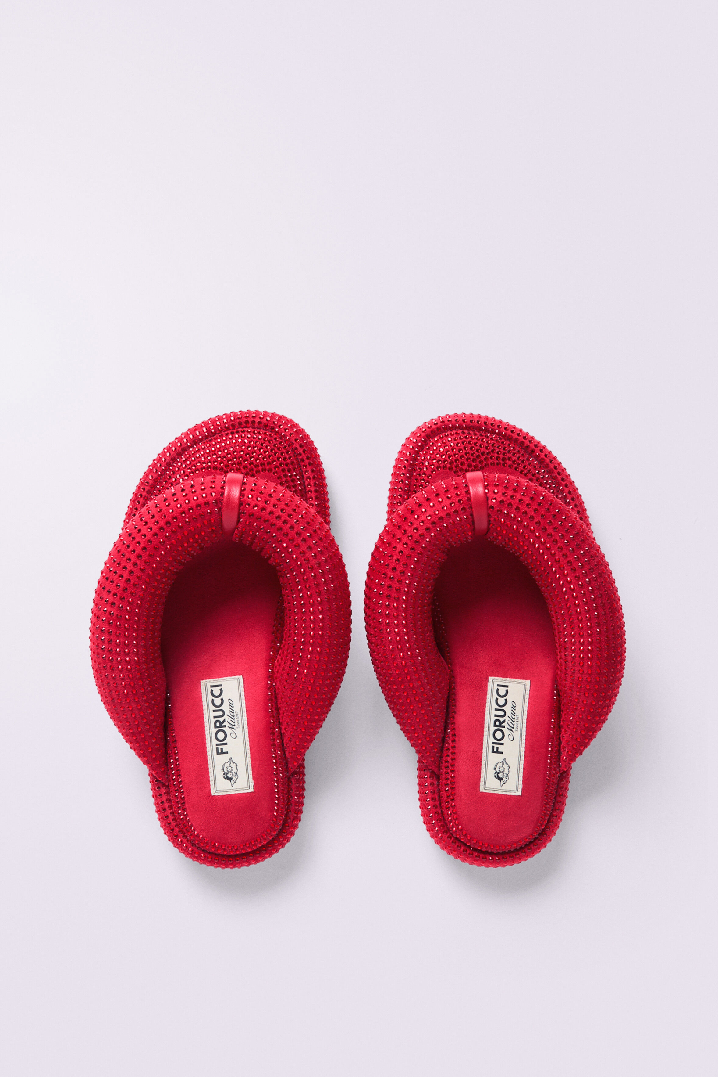 Rhinestone Fluff Flops Red