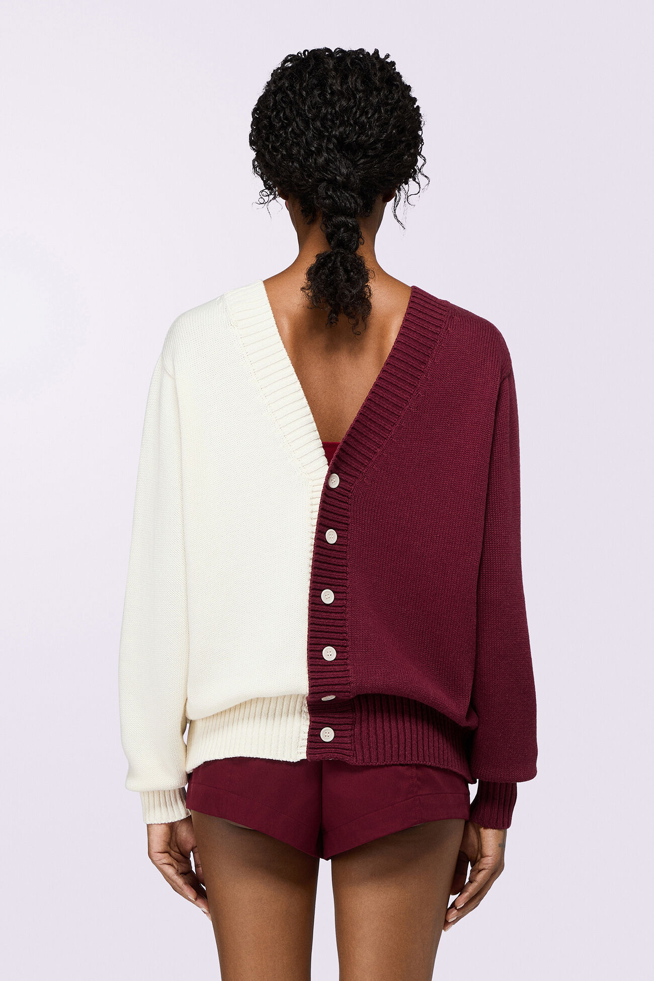 Open Back Knit Cardigan Red