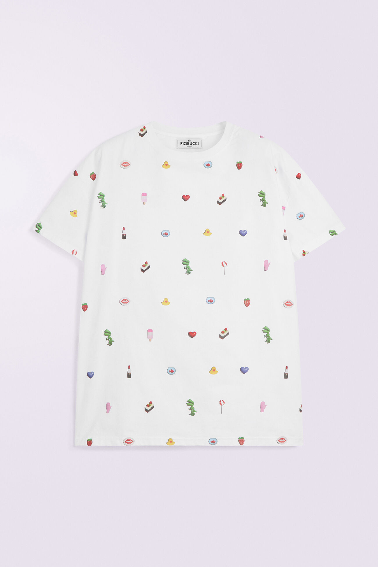 Charm Print Mini T-Dress White