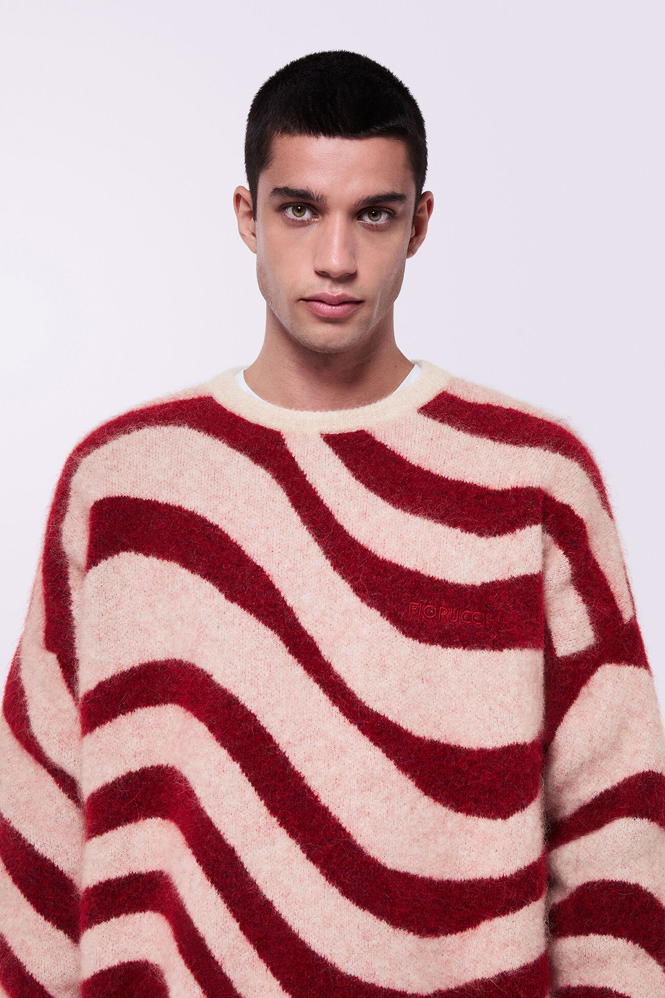 Unisex Candy Stripe Knit Jumper Red