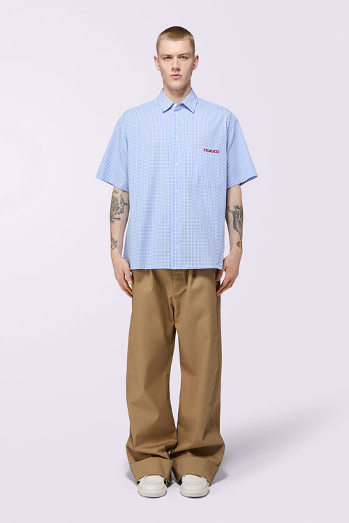 Gingham Logo Shirt Blue