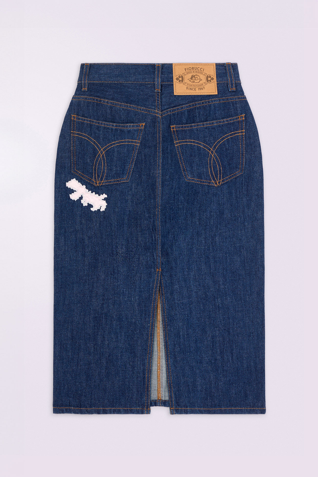 Dinosaur Denim Midi Skirt Rinse Wash