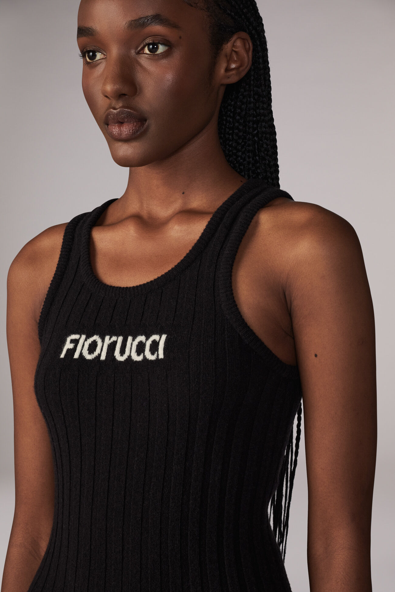 Logo Knit Midi Dress Black