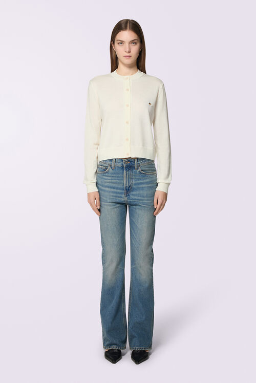 Angels Patch Knit Cardigan Cream