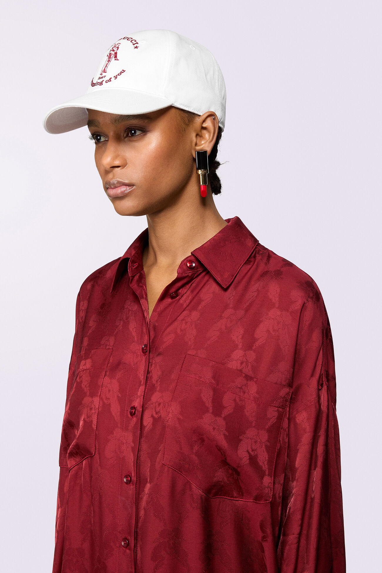 Kissing Angels Jacquard Shirt Dress Red