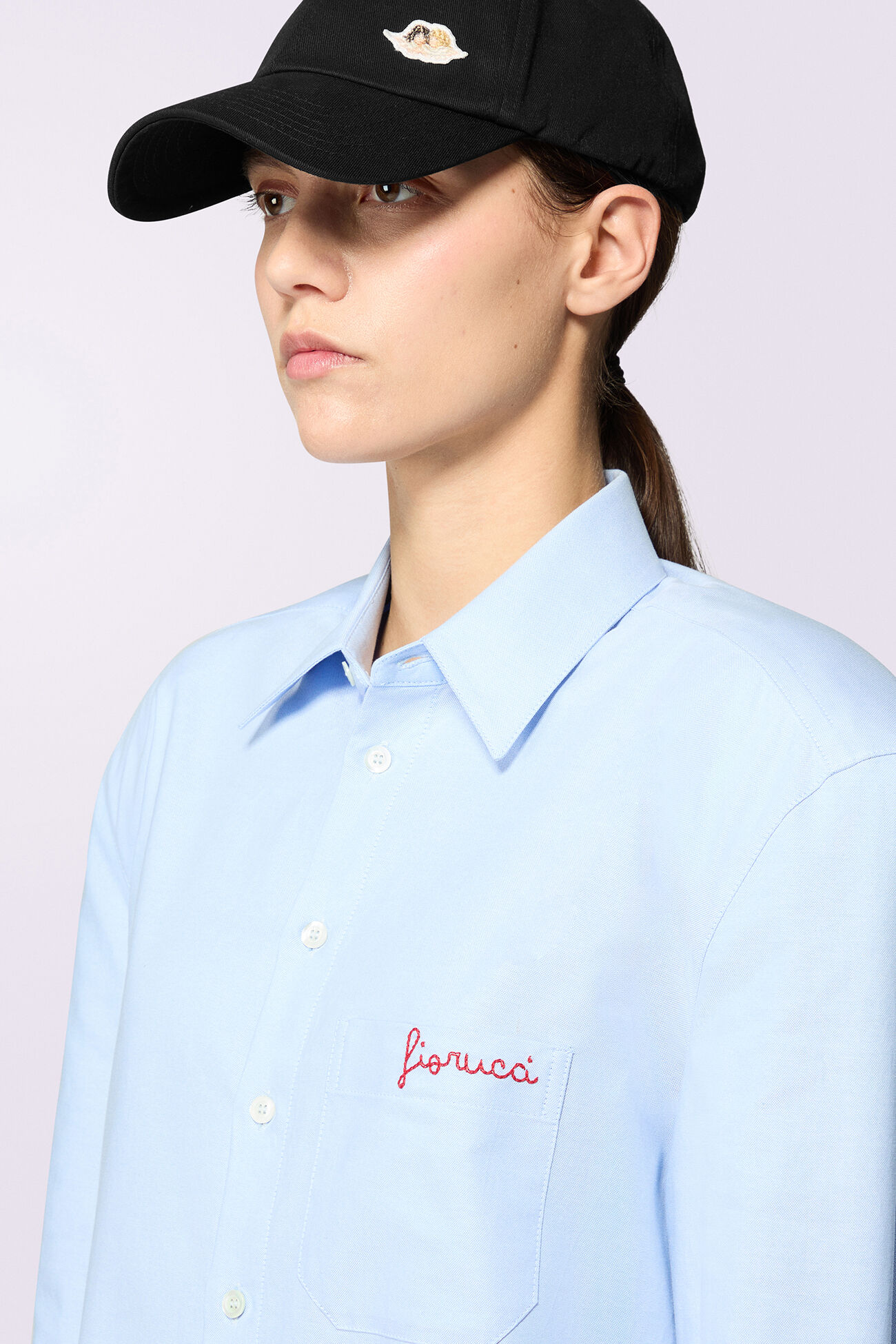 Embroidered Shirt Midi Dress Blue