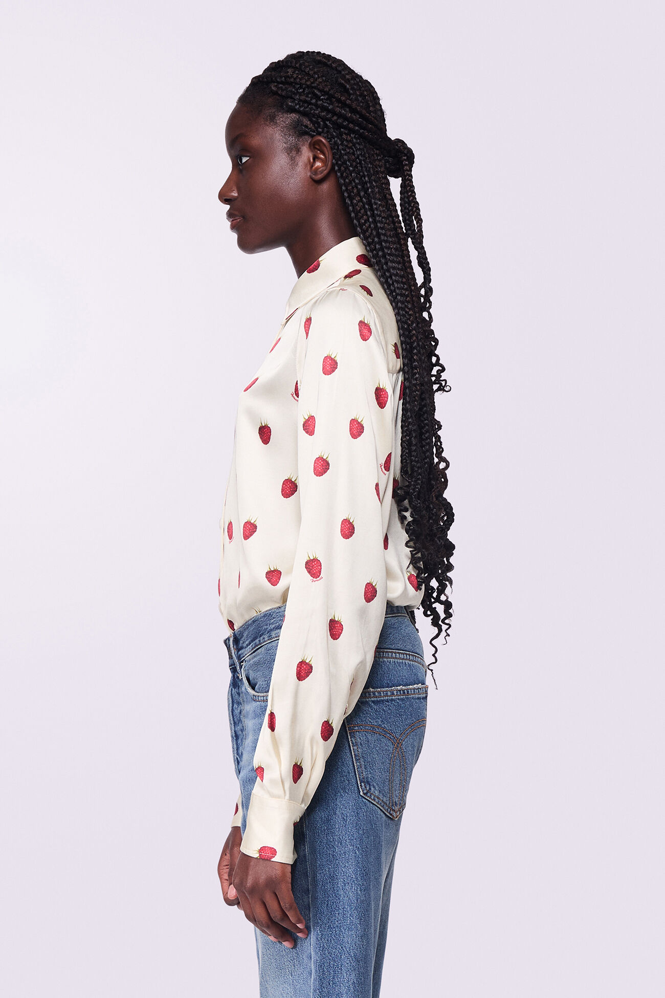 Raspberry Print Shirt Cream