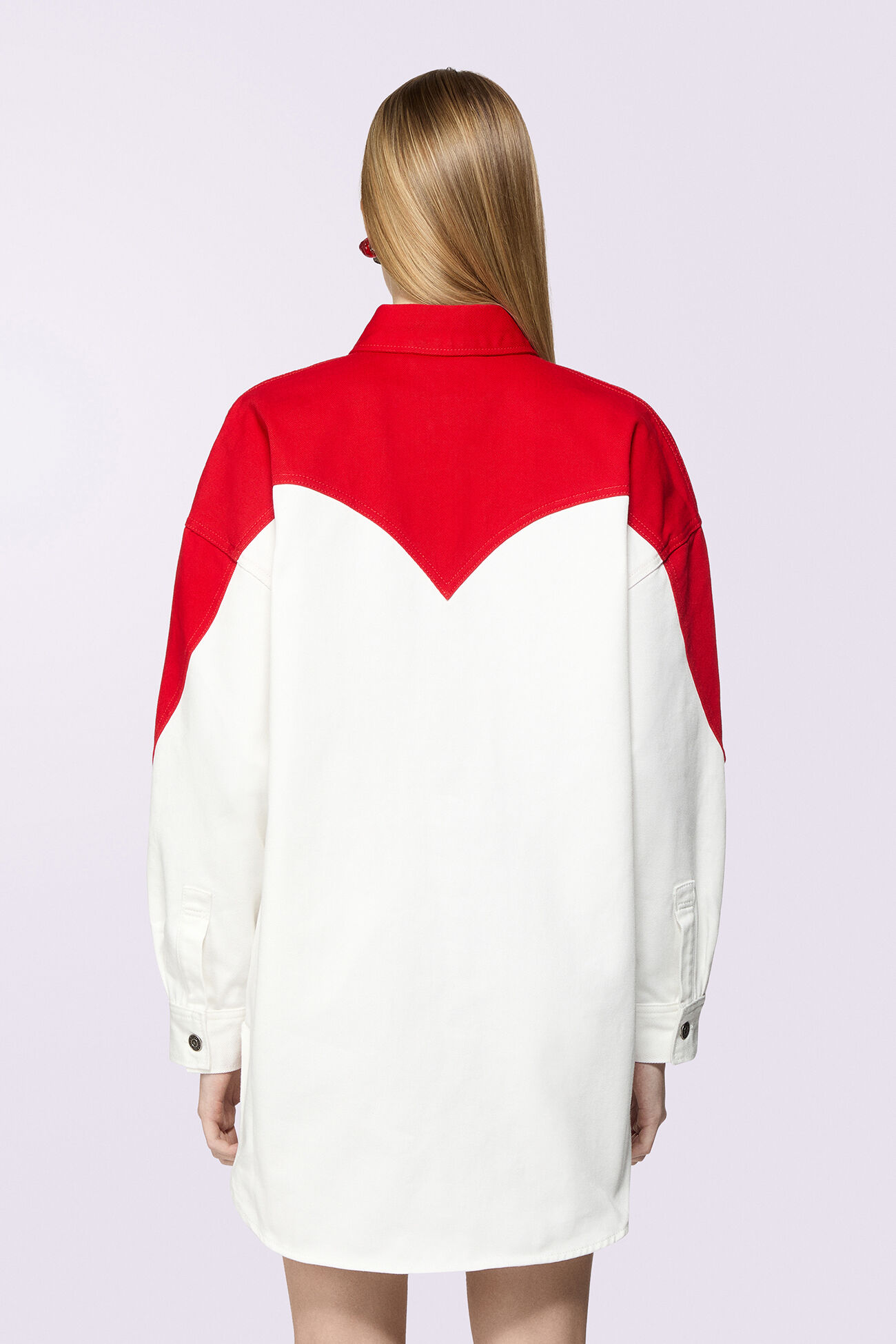 Heart Denim Shirt Dress Red