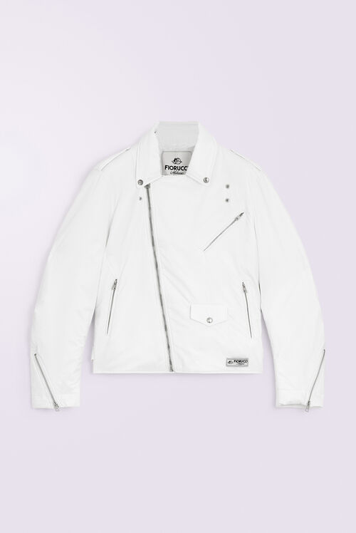 Unisex Padded Biker Jacket White